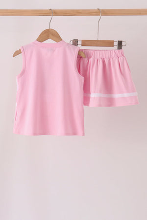 Pink football sequin skorts set