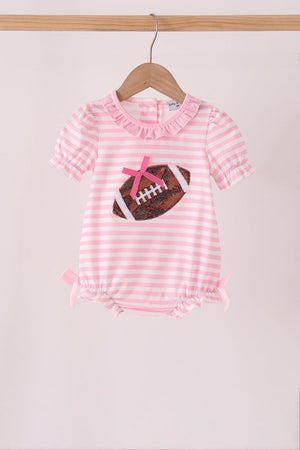 Pink football sequin stripe ruffle bubble