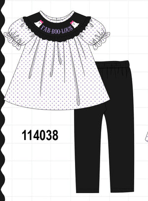 Black Ghost Embroidery Pants Set