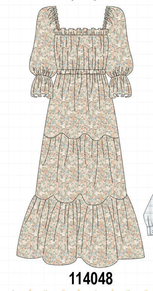 Floral print tiered mom dress
