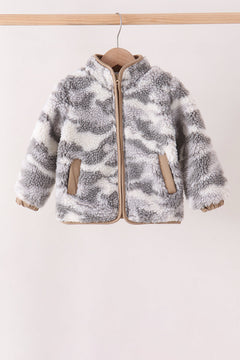 Grey camouflage fleece jacket