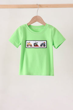 Green car embroidery top