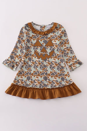 Halloween camouflage applique ruffle dress