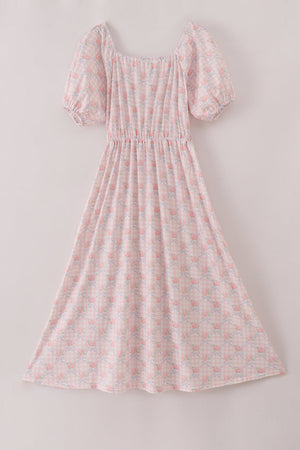 Pink floral print mom dress