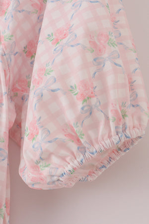 Pink floral print mom dress