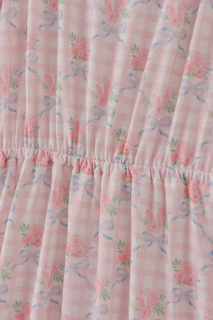 Pink floral print mom dress
