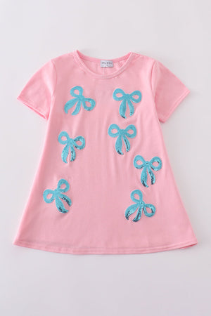 Pink bow sequin mom&me dress