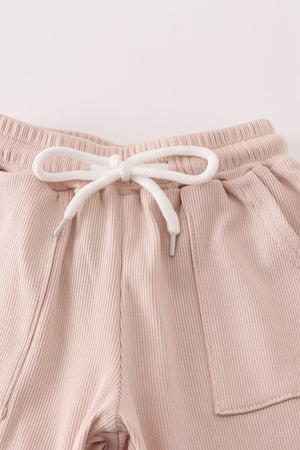 Cream MINI french knot pants set