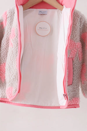 Pink bow fleece jacket