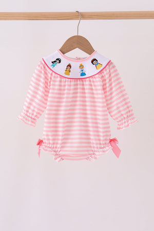 Pink Stripe Princess Embroidery Bubble