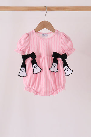 Pink ghost applique stripe bubble