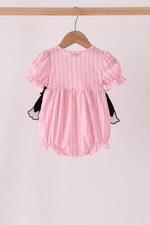 Pink ghost applique stripe bubble