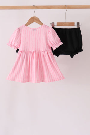 Pink ghost applique stripe bloomer set