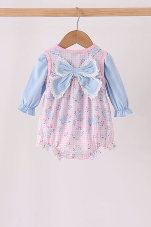 Pink floral bow 2pc bubble set