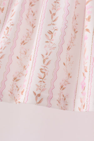 Pink floral turkey embroidery ruffle pants set