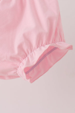 Pink floral turkey embroidery ruffle bloomer set