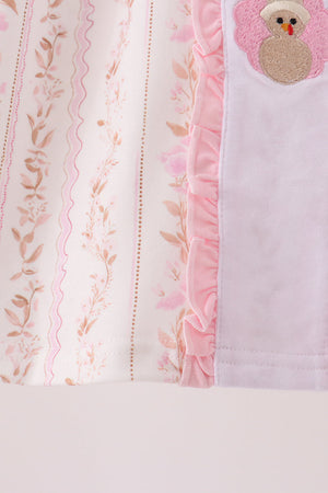 Pink floral turkey embroidery ruffle dress