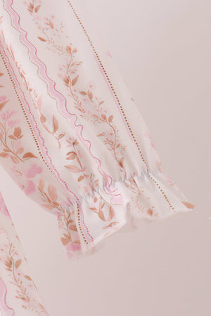 Pink floral turkey embroidery ruffle dress