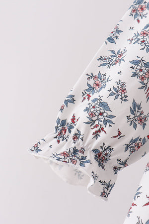 Teal floral smocked pants set