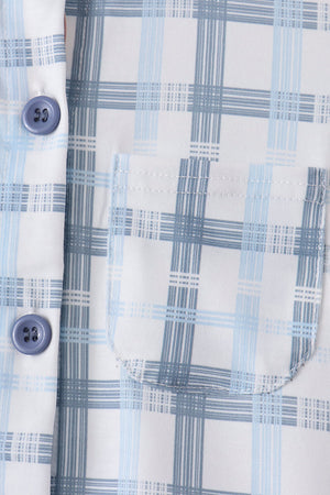 Blue plaid button down shirt