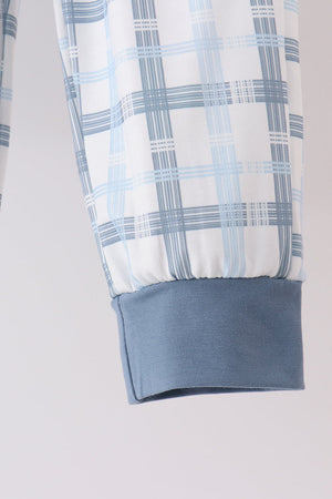 Blue plaid jogger set