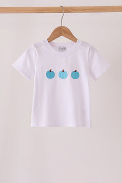 Blue pumpkin embroidery top