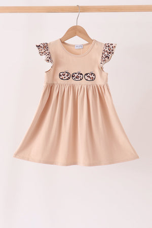Leopard pumpkin applique dress