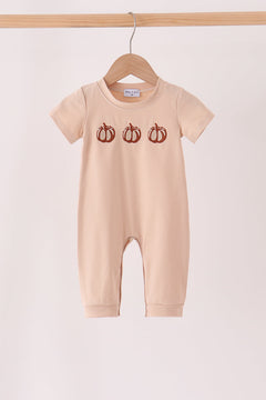 Leopard pumpkin embroidery romper