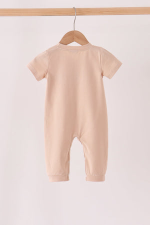 Leopard pumpkin embroidery romper