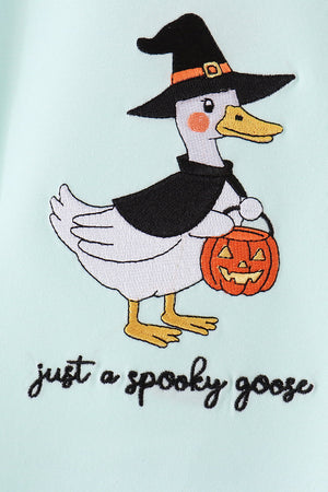 Blue goose embroidery top