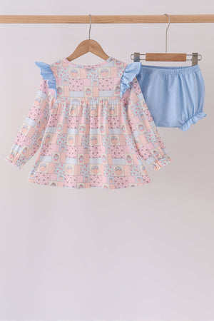 Pink pumpkin ruffle bloomer set