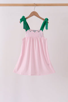 Pink Christmas Tree Embroidery Dress
