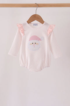 Pink santa claus dot applique ruffle bubble