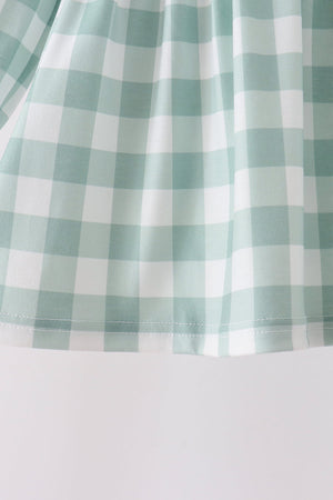 Sage Turkey Embroidery Gingham 2pc Pants Set