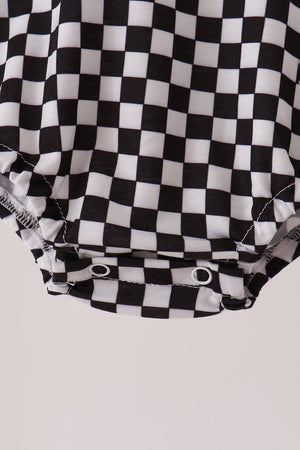 Black car embroidery checkered bubble