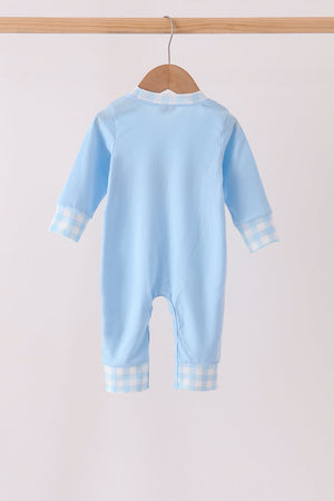 Blue Turkey Embroidery Romper
