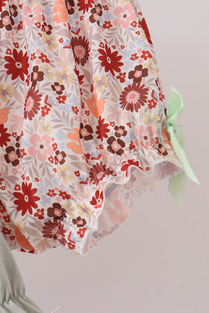 Sage Turkey Applique Bow Bloomer Set