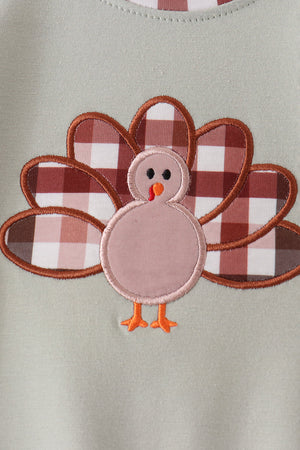 Sage Turkey Applique Romper
