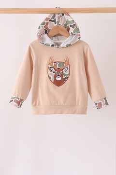 Camo Deer Applique Hoodie
