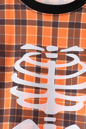 Orange skeleton plaid pants set