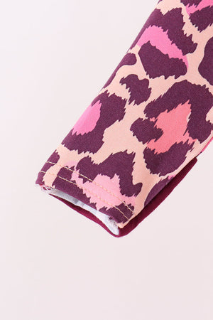 Pink leopard bamboo zipper romper