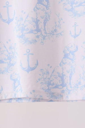 Blue dog bamboo pajama set