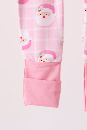 Pink Santa Zip Bamboo Romper