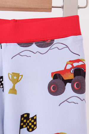 Blue Racing Car Bamboo Pajama Set