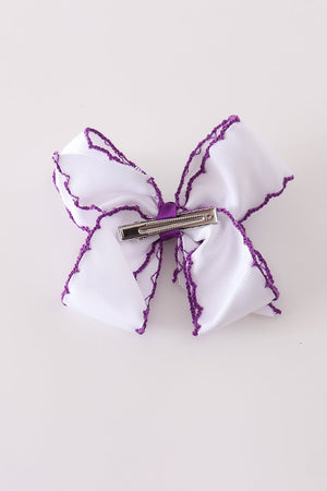 Purple witch hat embroidery crochet edge hair bow