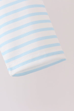 Blue Excavator Applique Stripe Top