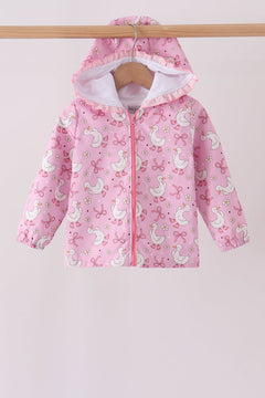 Pink Goose Bow ruffle Raincoat