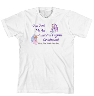 Purple Turtle Gifts - God Sent Me an American English Coonhound T-shirt
