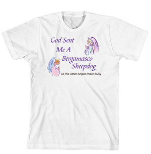 Purple Turtle Gifts - God Sent Me a Bergamasco Sheepdog T-shirt