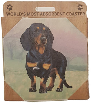 E&S Imports Ceramic Pet Coasters - Dachshund (Black) (250-14)